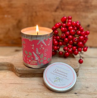 Christmas Spice & Clementine Soy Wax Candle Tin